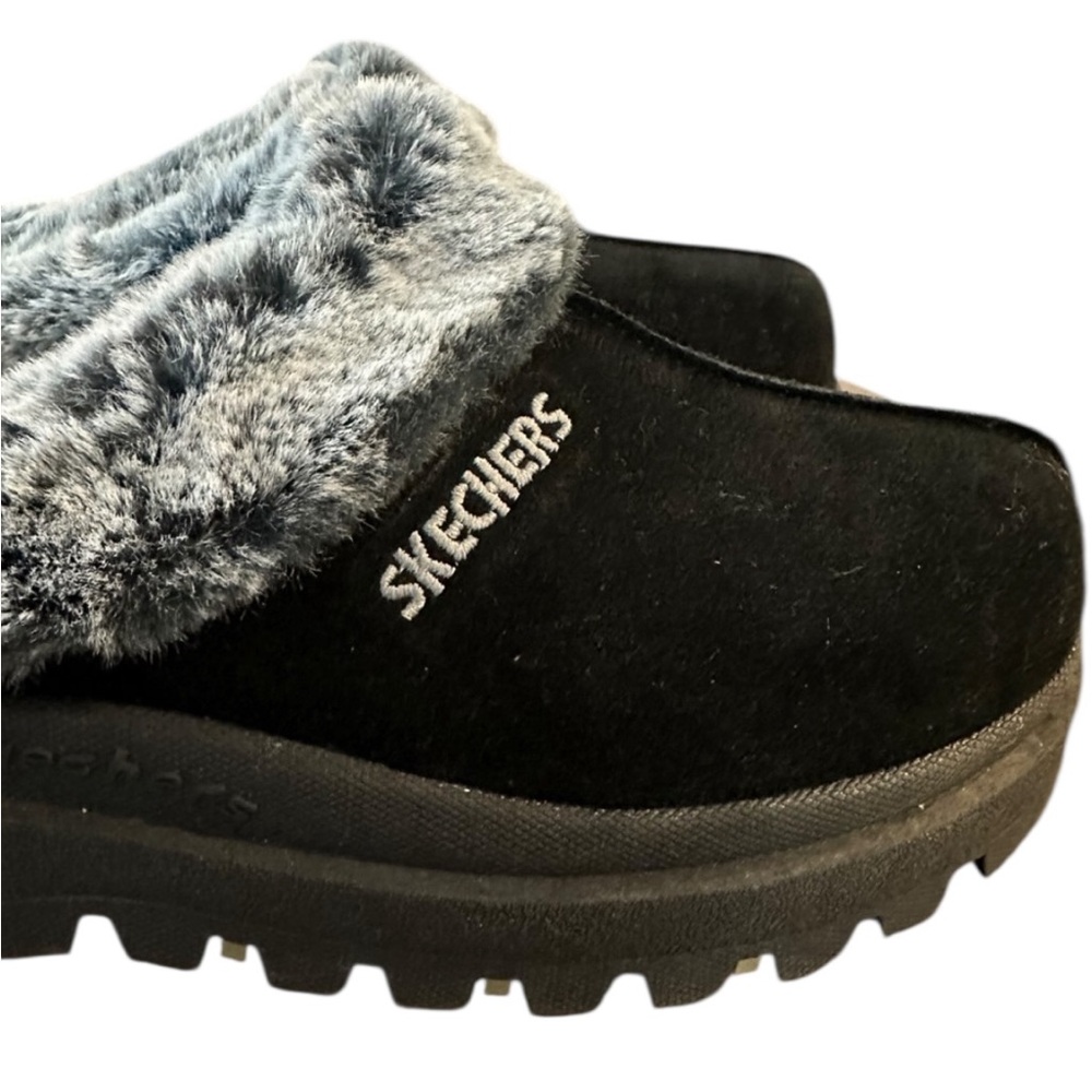 Skechers Slip On Faux Fur Lining Slide Clogs for Women, Size 9…Black & Gray. - Picture 2 of 10